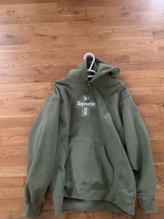 Supreme Cross Box Logo Hoodie Olive | Grailed