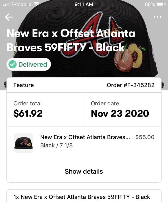 New Era Offset x Atlanta Braves 59fifty Fitted Hat Black Men's - US