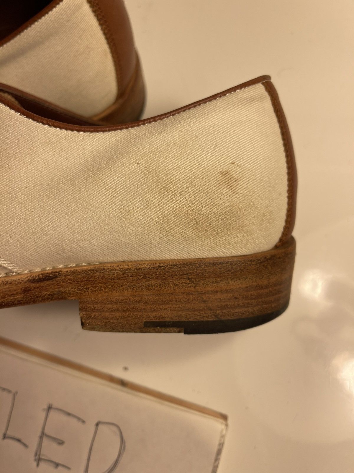 Salvatore Ferragamo Ferragamo Cream Canvas and Leather Shoe Size US 10.5 / EU 43-44 - 9 Thumbnail