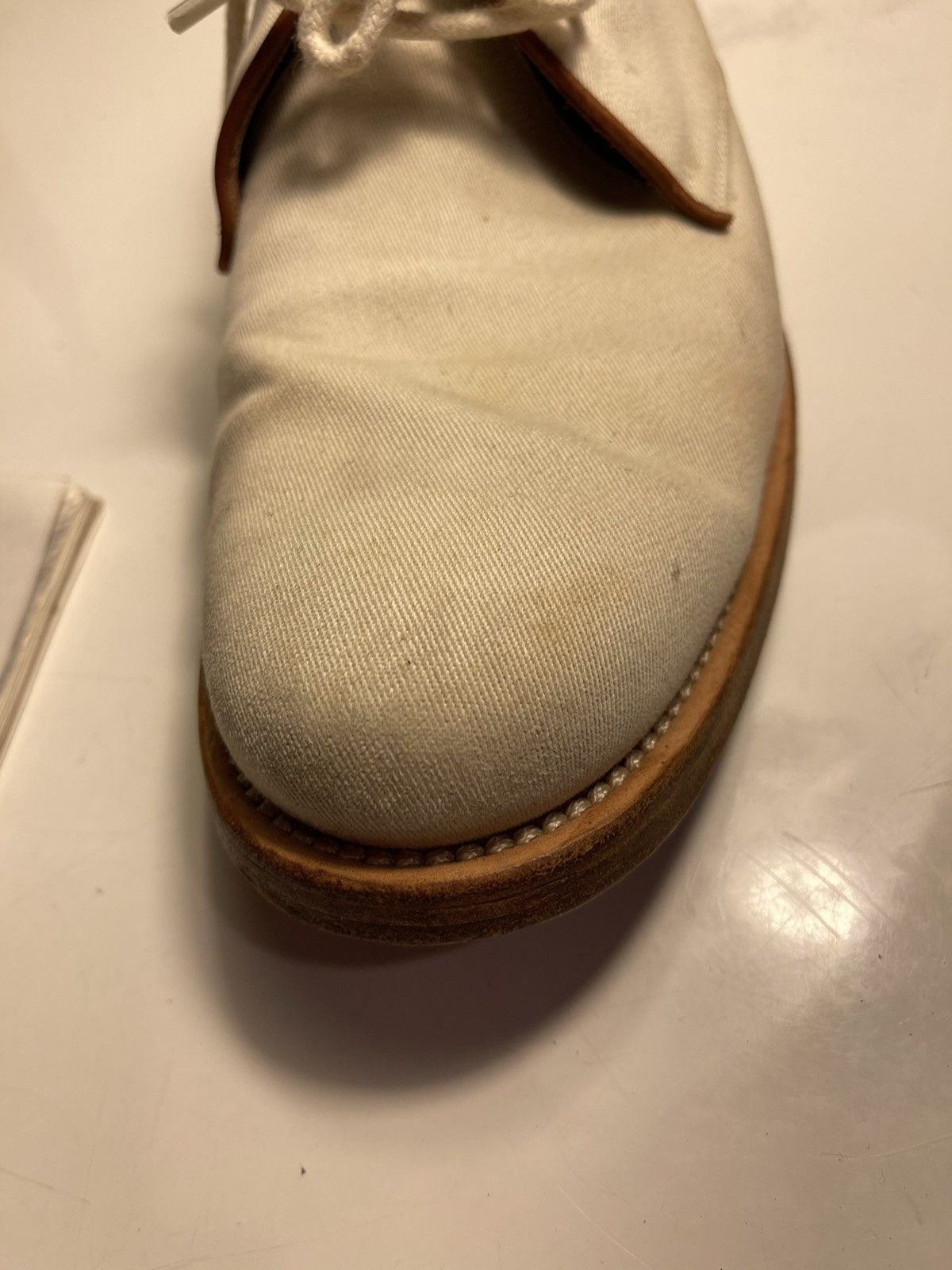 Salvatore Ferragamo Ferragamo Cream Canvas and Leather Shoe Size US 10.5 / EU 43-44 - 11 Thumbnail