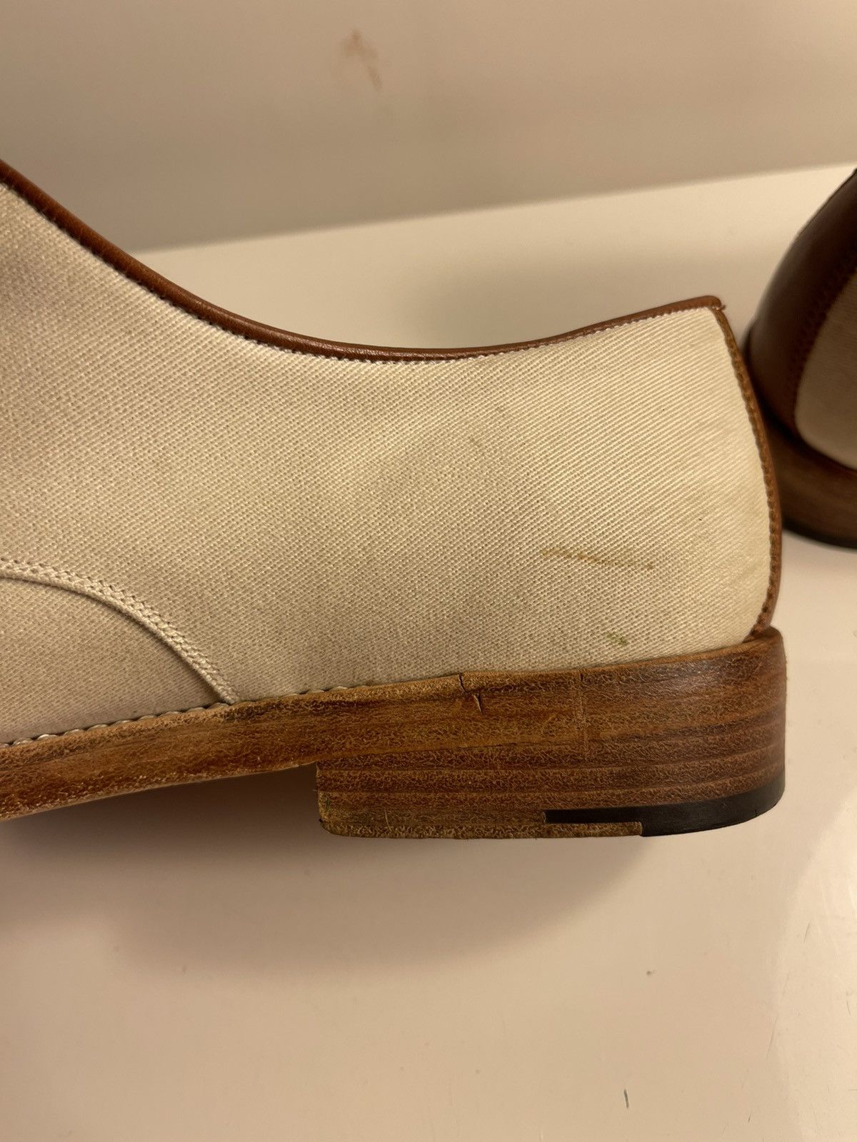 Salvatore Ferragamo Ferragamo Cream Canvas and Leather Shoe Size US 10.5 / EU 43-44 - 12 Thumbnail