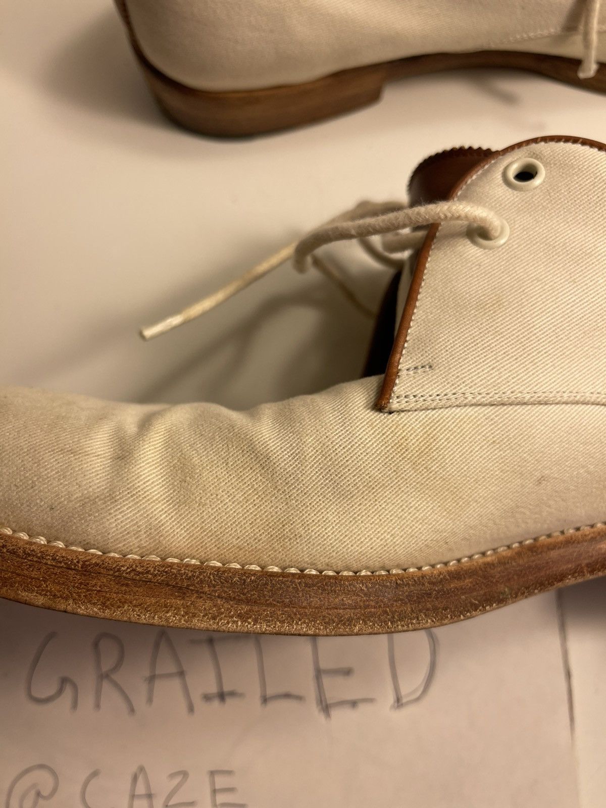 Salvatore Ferragamo Ferragamo Cream Canvas and Leather Shoe Size US 10.5 / EU 43-44 - 13 Thumbnail