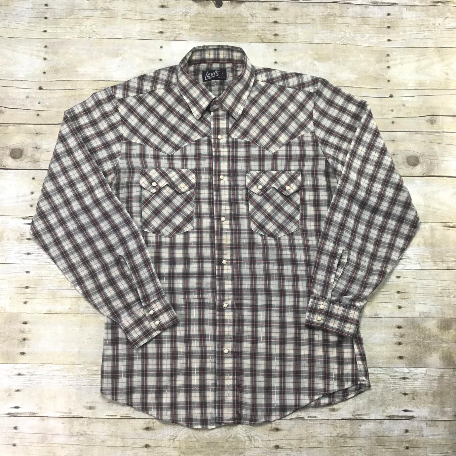 Vintage 80s Levi Strauss Levis Plaid Button Up Shirt Medium