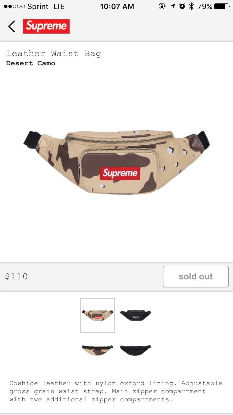 Supreme leather waist on sale bag desert camo