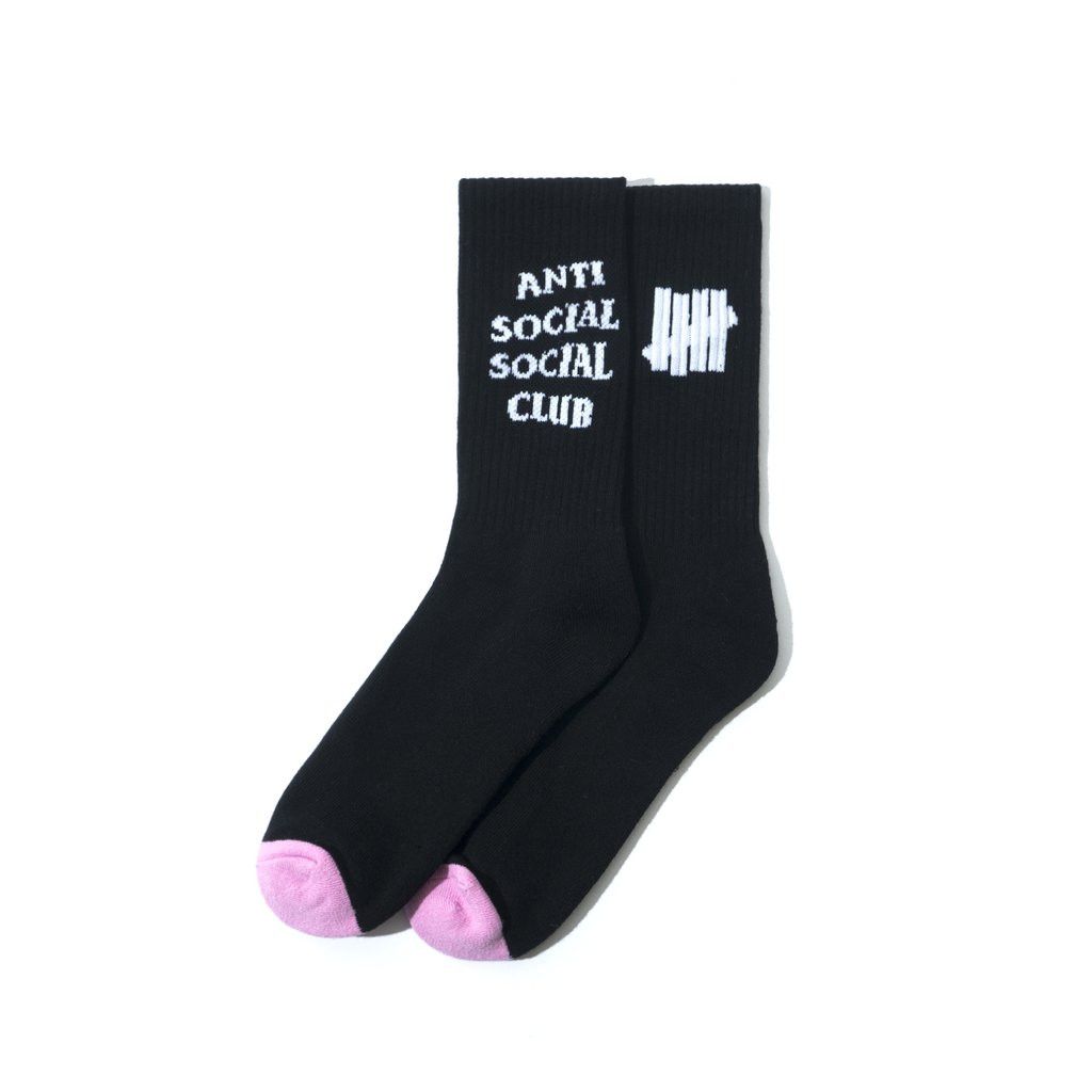 Anti Social Social Club × Undefeated DS Undftd x ASSC White Logo Fetish Black Socks in hand Size ONE SIZE - 1 Thumbnail