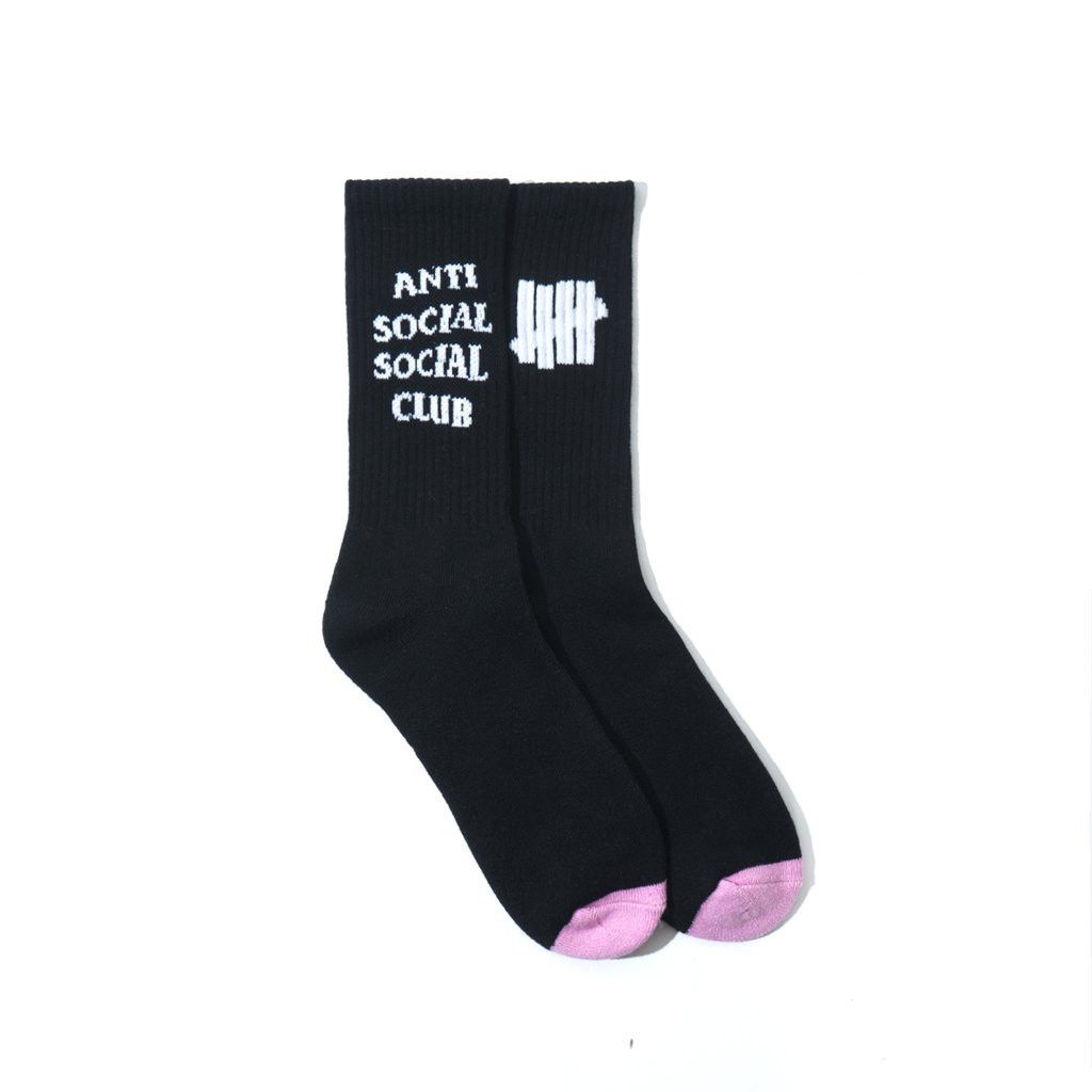 Anti Social Social Club × Undefeated DS Undftd x ASSC White Logo Fetish Black Socks in hand Size ONE SIZE - 4 Thumbnail