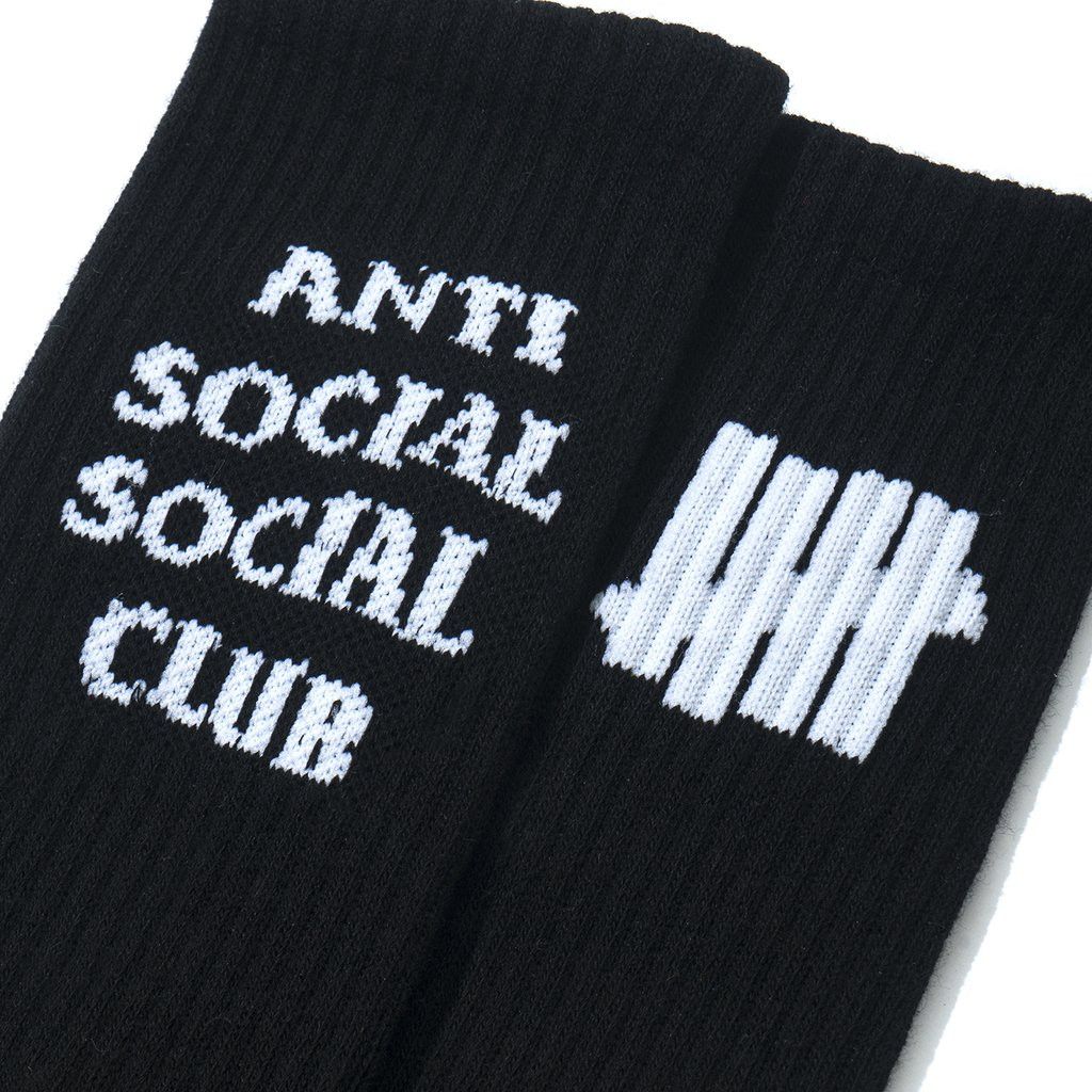 Anti Social Social Club × Undefeated DS Undftd x ASSC White Logo Fetish Black Socks in hand Size ONE SIZE - 3 Thumbnail