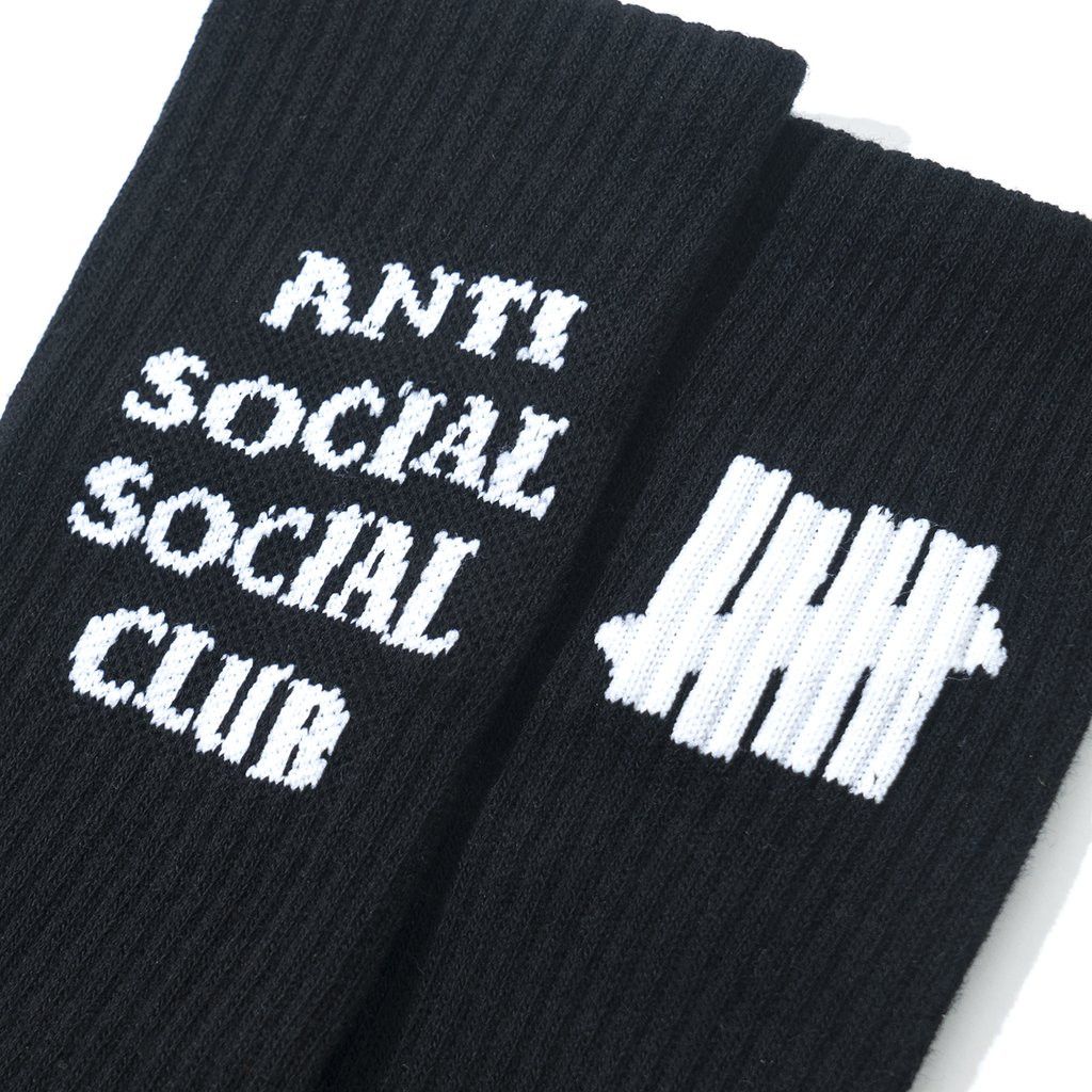 Anti Social Social Club × Undefeated DS Undftd x ASSC White Logo Fetish Black Socks in hand Size ONE SIZE - 5 Thumbnail
