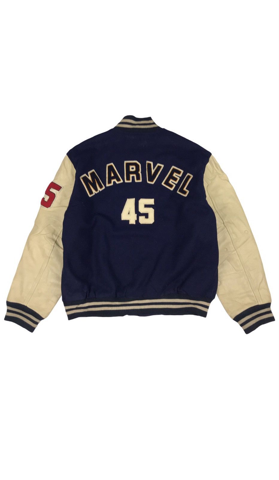 Vintage MARVEL by dog house wool leather varsity jacket