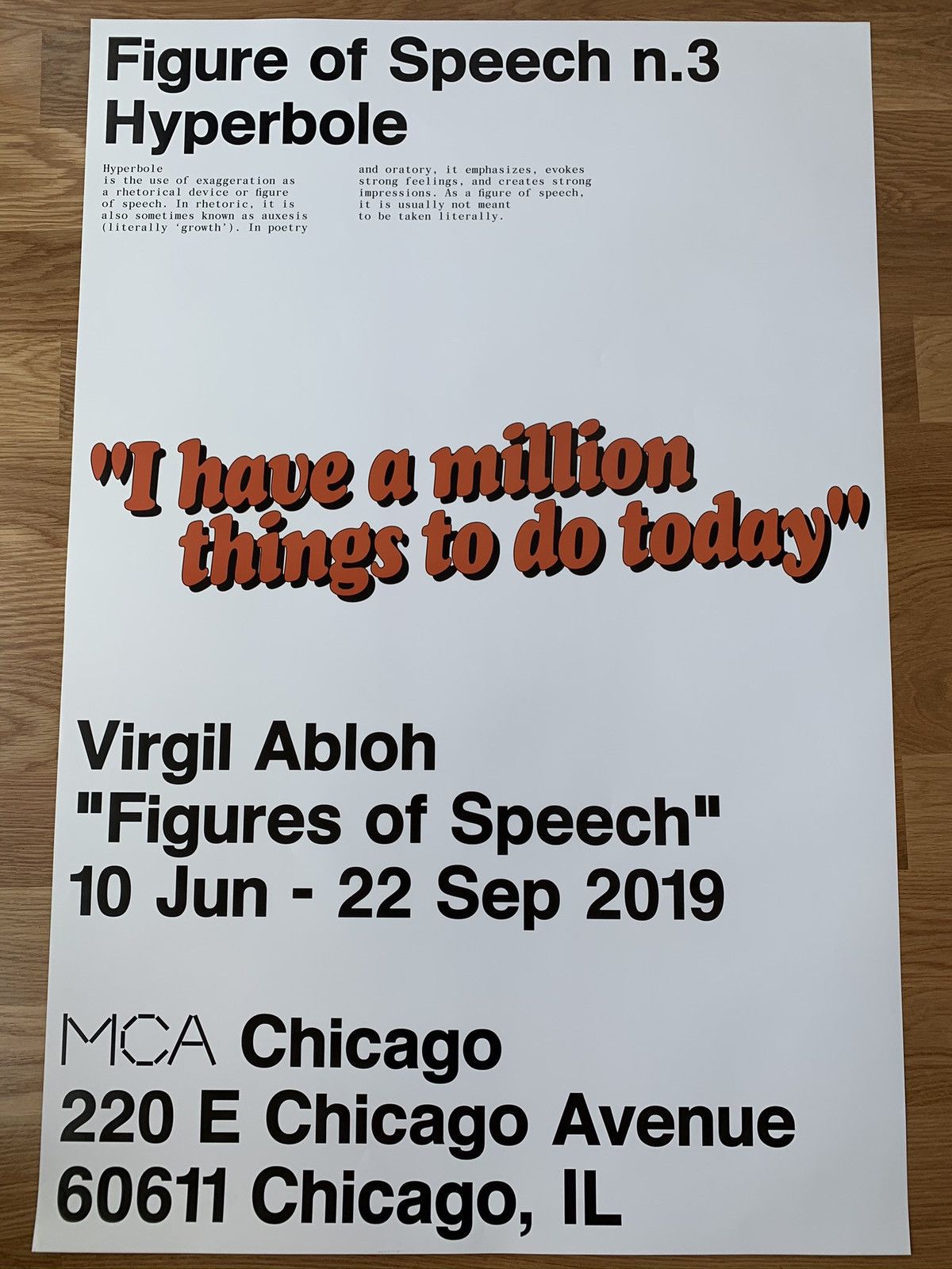 Virgil Abloh Virgil Abloh MCA Figures of Speech Hyperbole Poster | Grailed