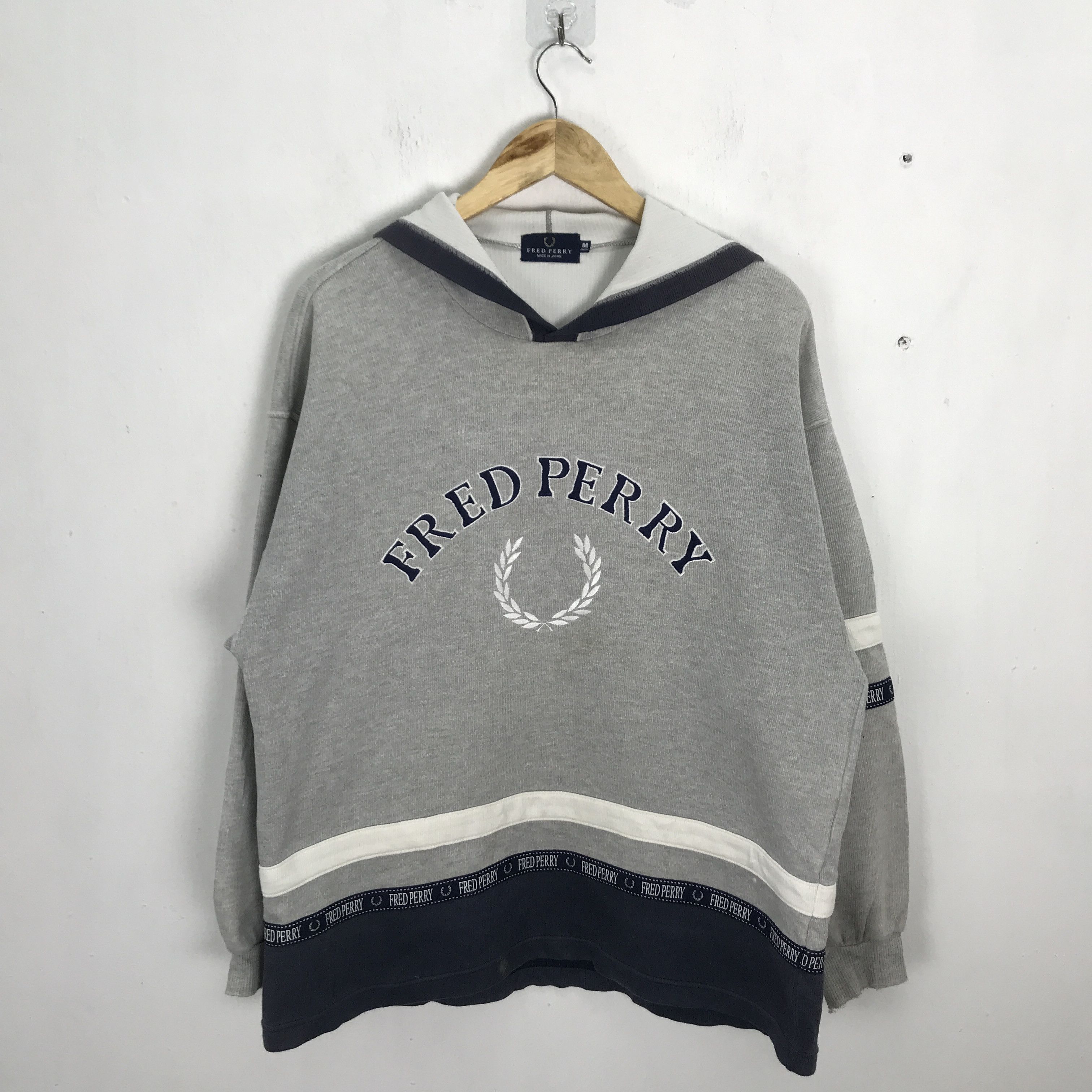 Vintage Fred Perry Big Logo Spell Out Sweatshirt Hoodie - Tops