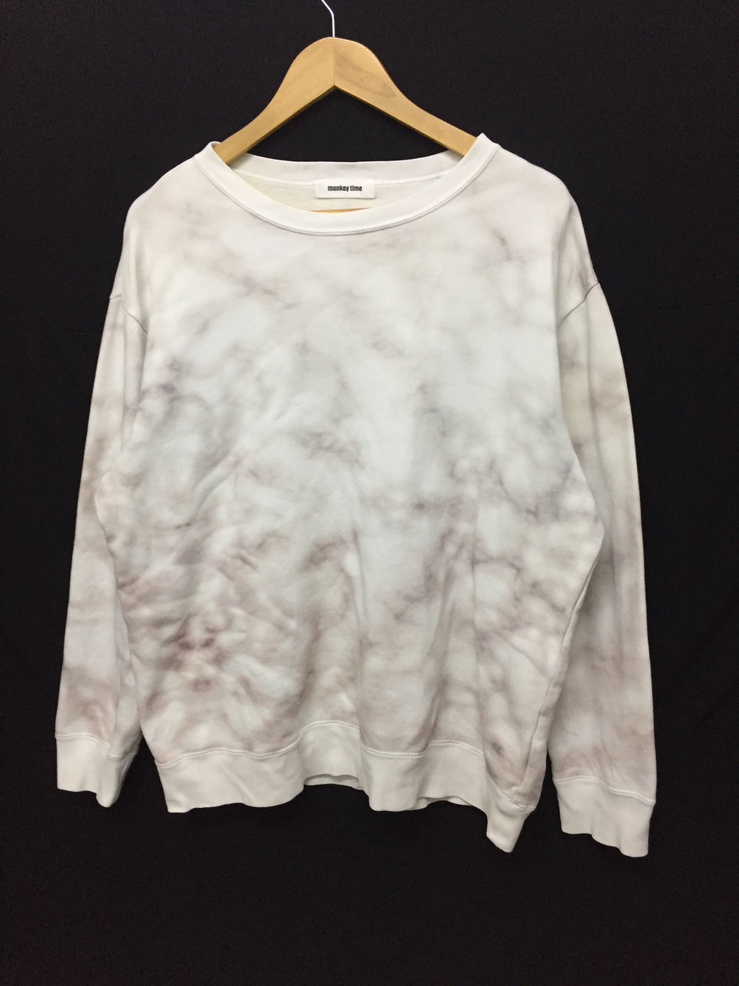image of Monkey Time x United Arrows Acid Wash Sweatshirt in White, Men's (Size Large)