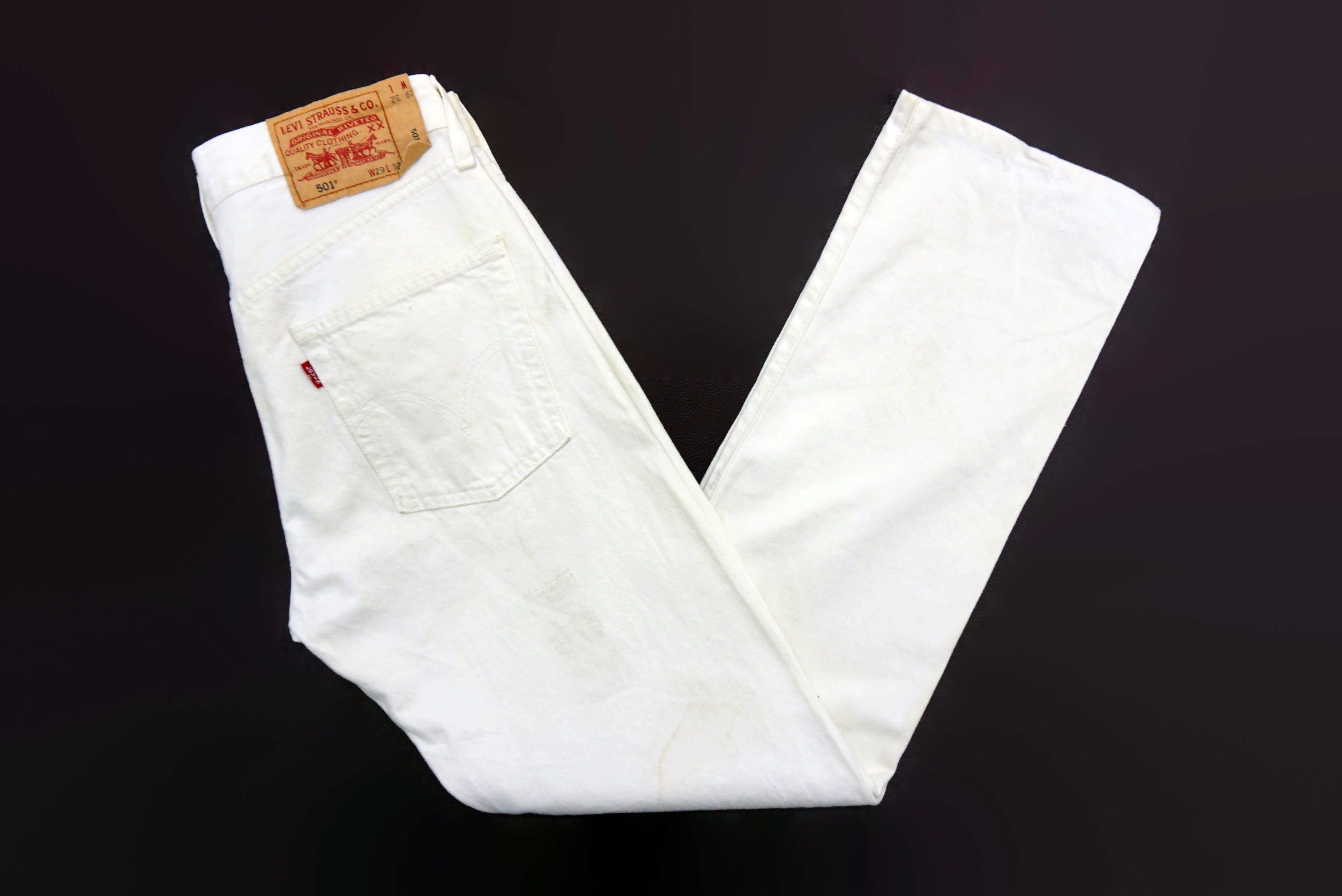 Levi's × Levi's Vintage Clothing Levis 501 Vintage 90s White Jeans Size US 29 - 3 Thumbnail