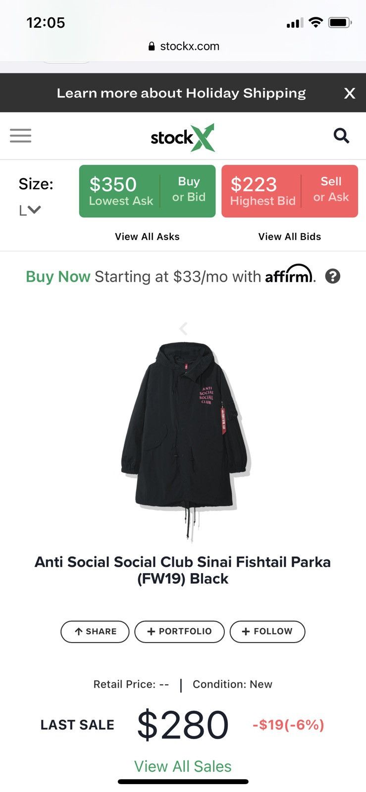 Anti Social Social Club Sinai Fishtail Parka Size US L / EU 52-54 / 3 - 2 Thumbnail
