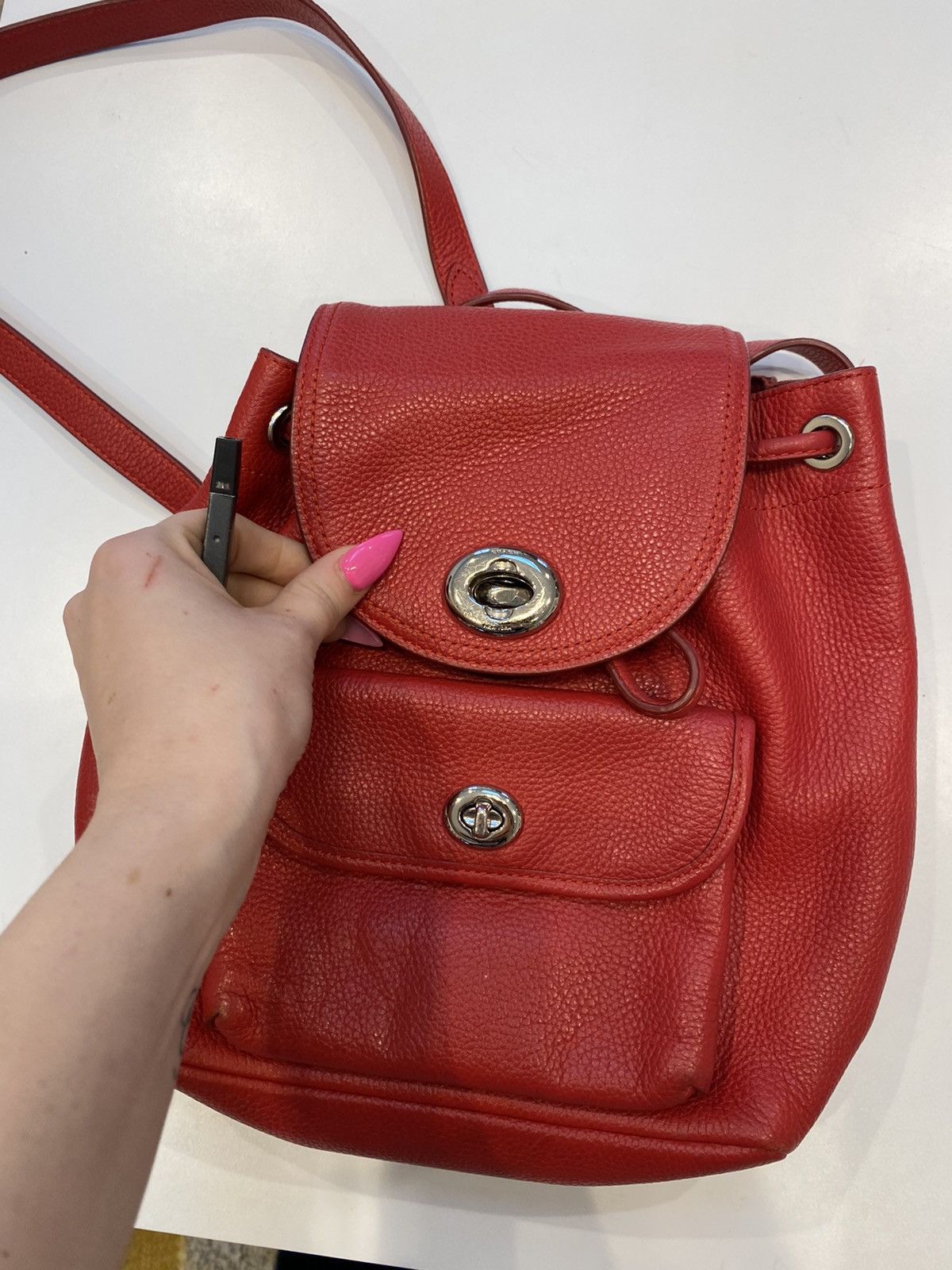 Coach Red Pebble Leather backpack Vintage Coach Small Backpack Natural Grain 4911 Red Italy  main image 3