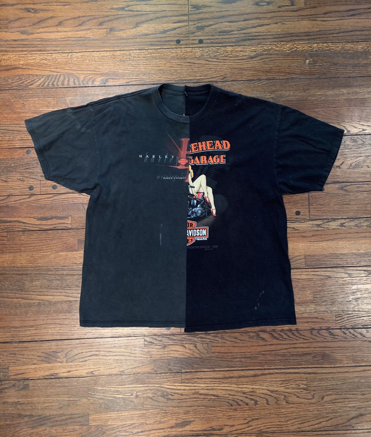 Harley Davidson × Vintage ‘50/50’ Split Tee (Harley-Davidson) Size US XL / EU 56 / 4 - 1 Thumbnail