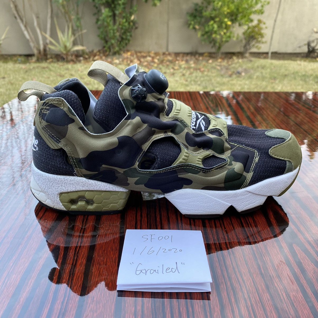 Bape Used Reebok InstaPump Fury Mita x Bape Green Camo Size 10