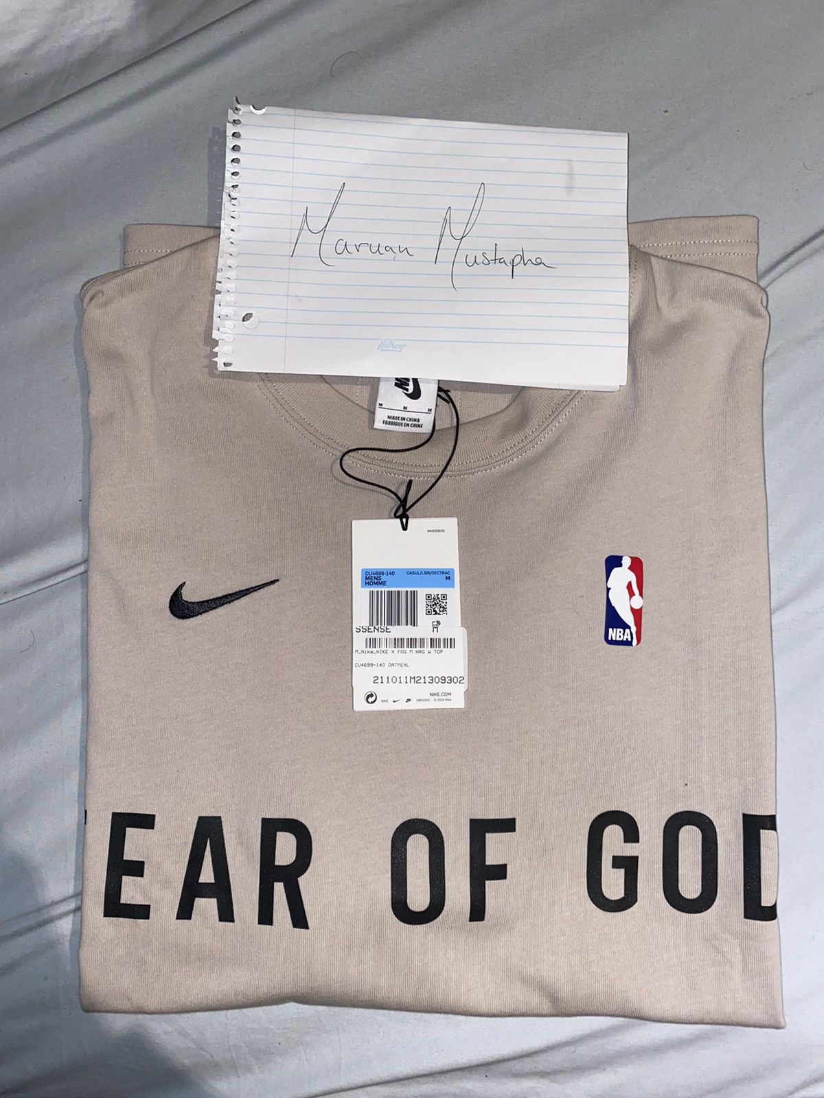 人気話題コラボ！Nike x FOG Warm Up Tee Oatmeal Buy Nike x Fear of God Warm Up T-Shirt 'Oatmeal' - CU4699