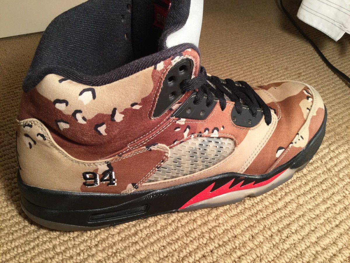 Jordan Brand × Supreme Supreme Desert Camo Jordan 5s Size US 11.5 / EU 44-45 - 9 Thumbnail