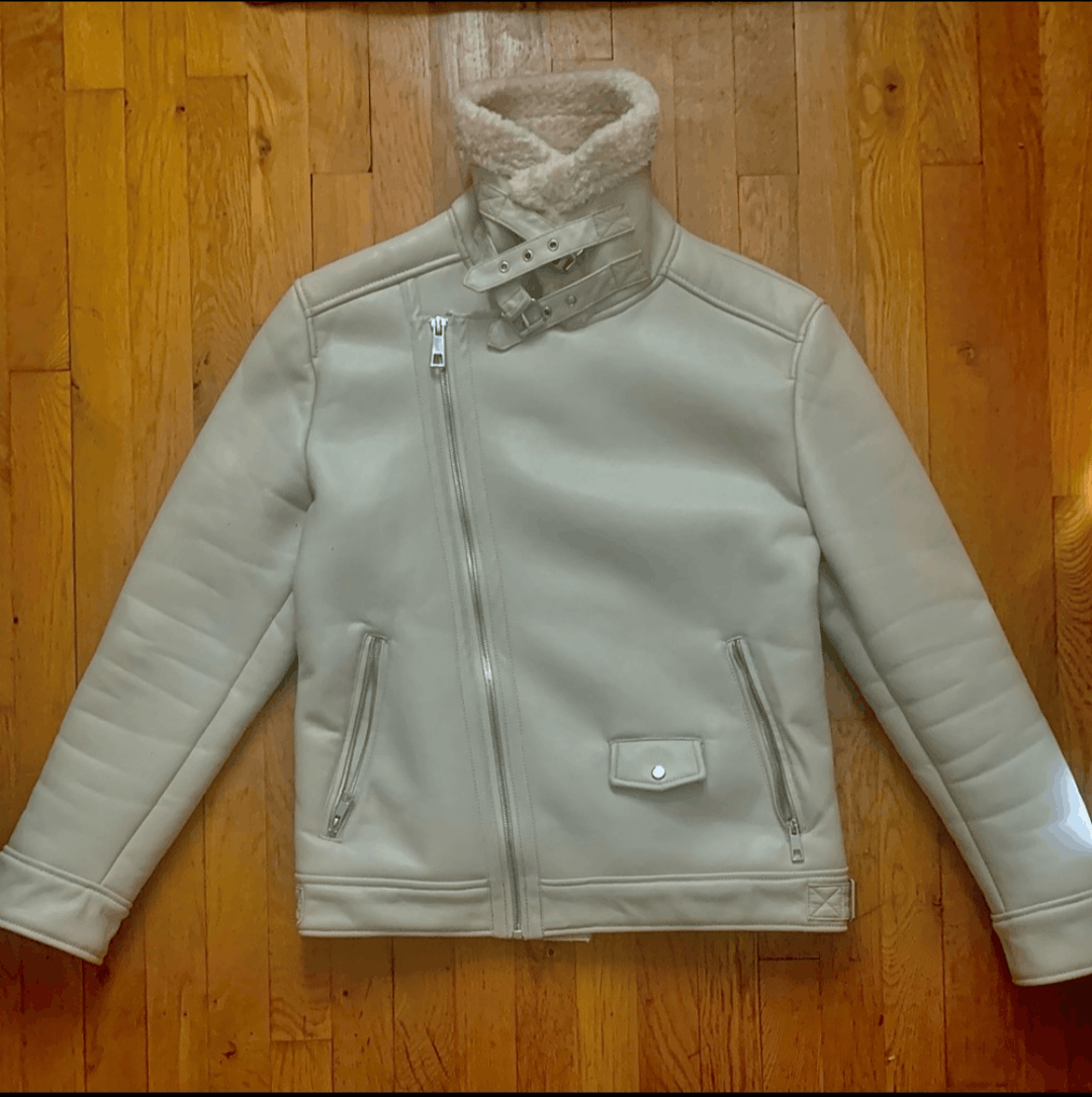 Zara Zara Man Faux Leather Shearling Cream Jacket Medium Size US M / EU 48-50 / 2 - 2 Thumbnail