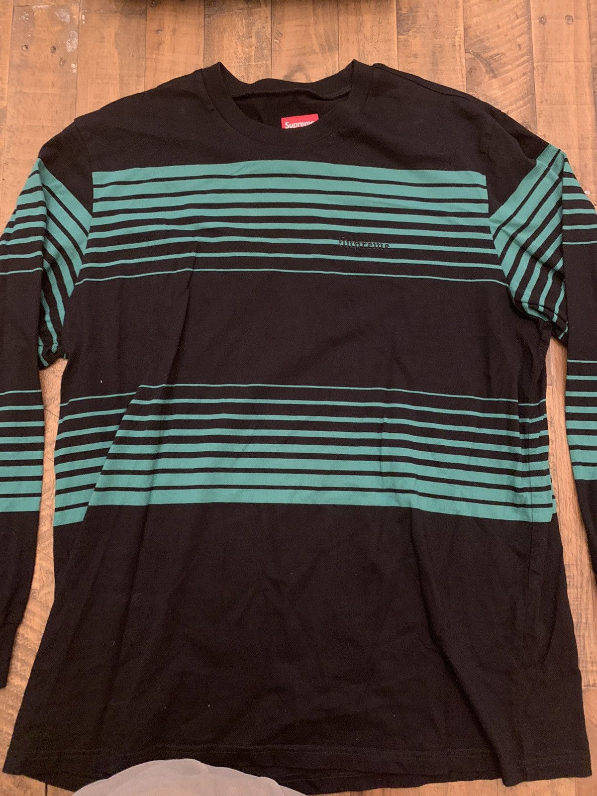 Supreme Fade Stripe Long Sleeve L/S Slate Blue Top T-Shirt