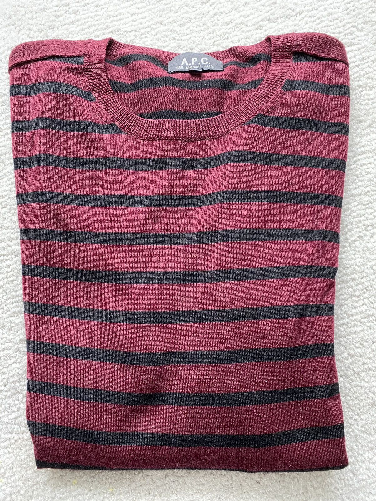 A.P.C. APC Striped Sweater Red/Black - Medium Size US M / EU 48-50 / 2 - 2 Thumbnail