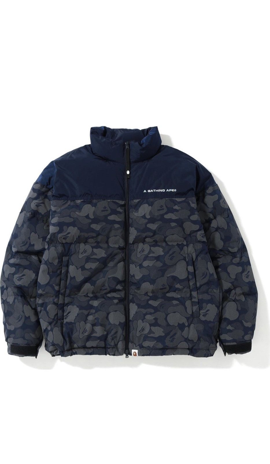 Bape Bape ABC Dot Reflective Camo Down Jacket Navy | Grailed