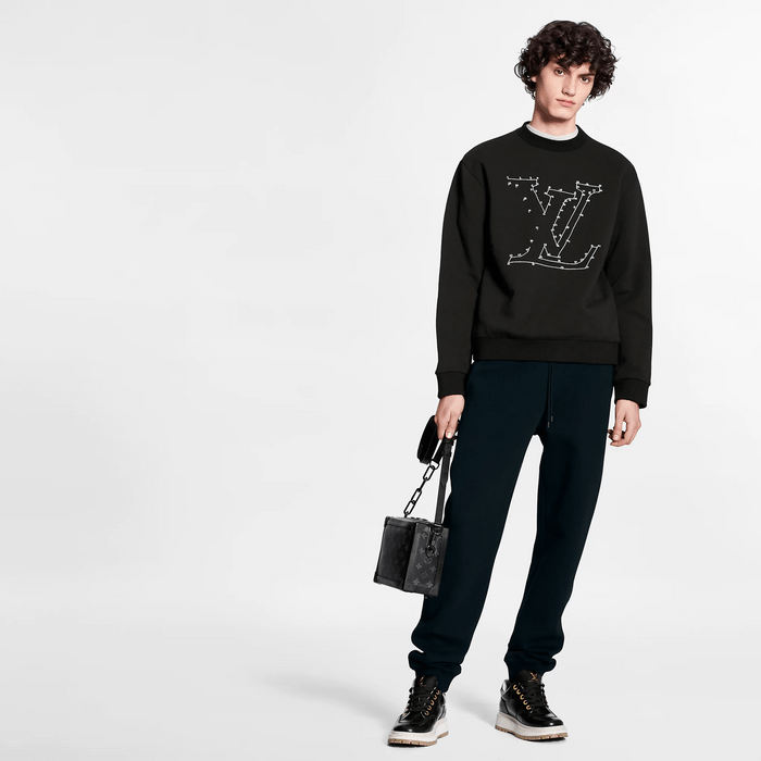 Lv stitch print online embroidered sweatshirt