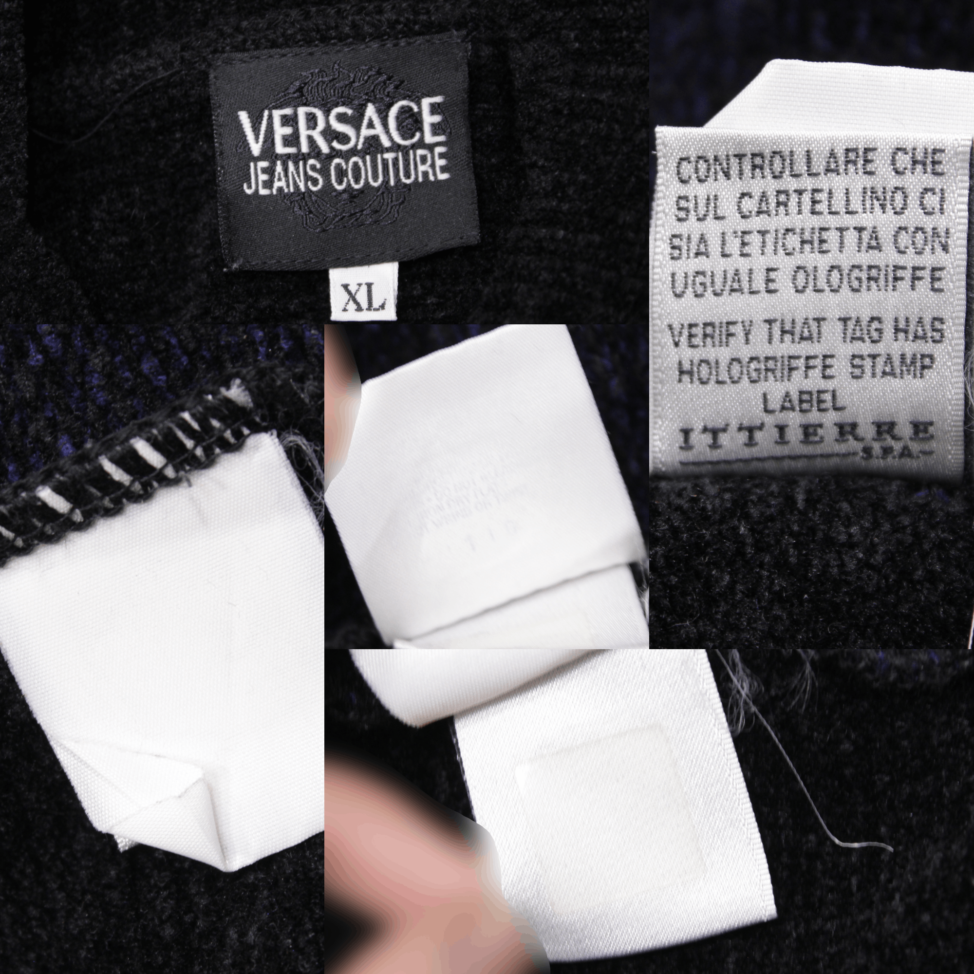 Versace 90S Black Navy Knit Sweater Vintage Size US XL / EU 56 / 4 - 10 Thumbnail