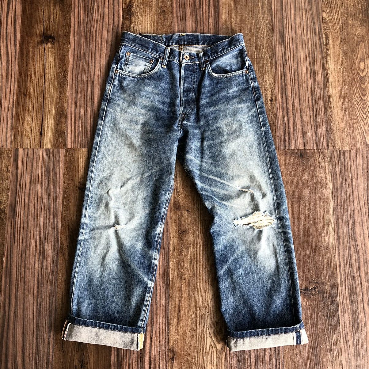 Edwin Vintage Edwin 505x Selvedge Distressed Denim Jeans Size US 30 / EU 46 - 10 Thumbnail