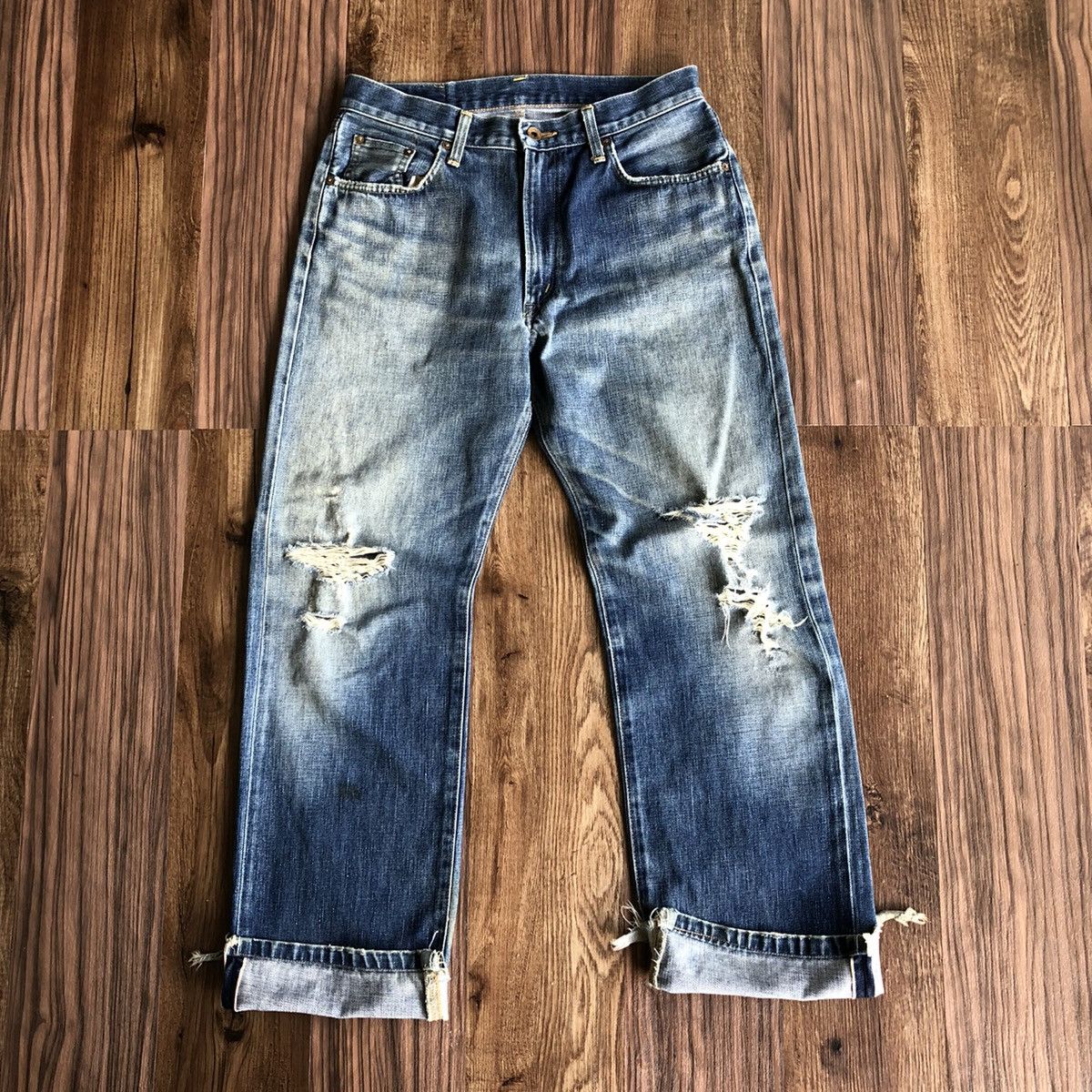 Edwin Vintage Edwin 505xx Selvedge Distressed Denim Jeans Size US 32 / EU 48 - 9 Thumbnail