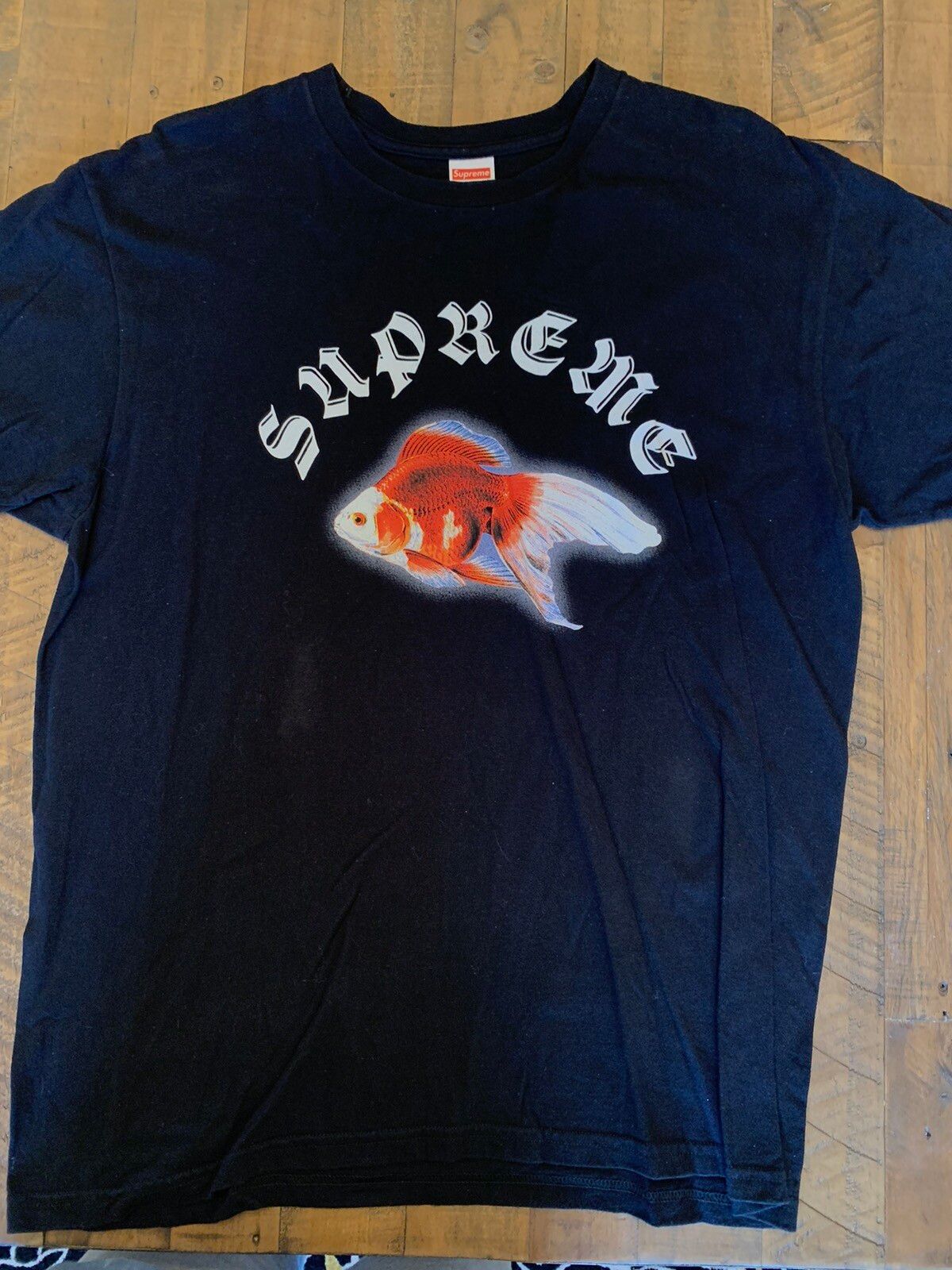 Supreme x Sasquatchfabrix Collab Black Goldfish Logo Printed T