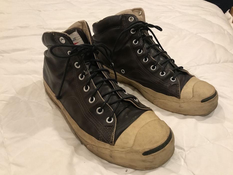 Converse Converse Dark Brown Leather Hi Top Jack Purcells! | Grailed