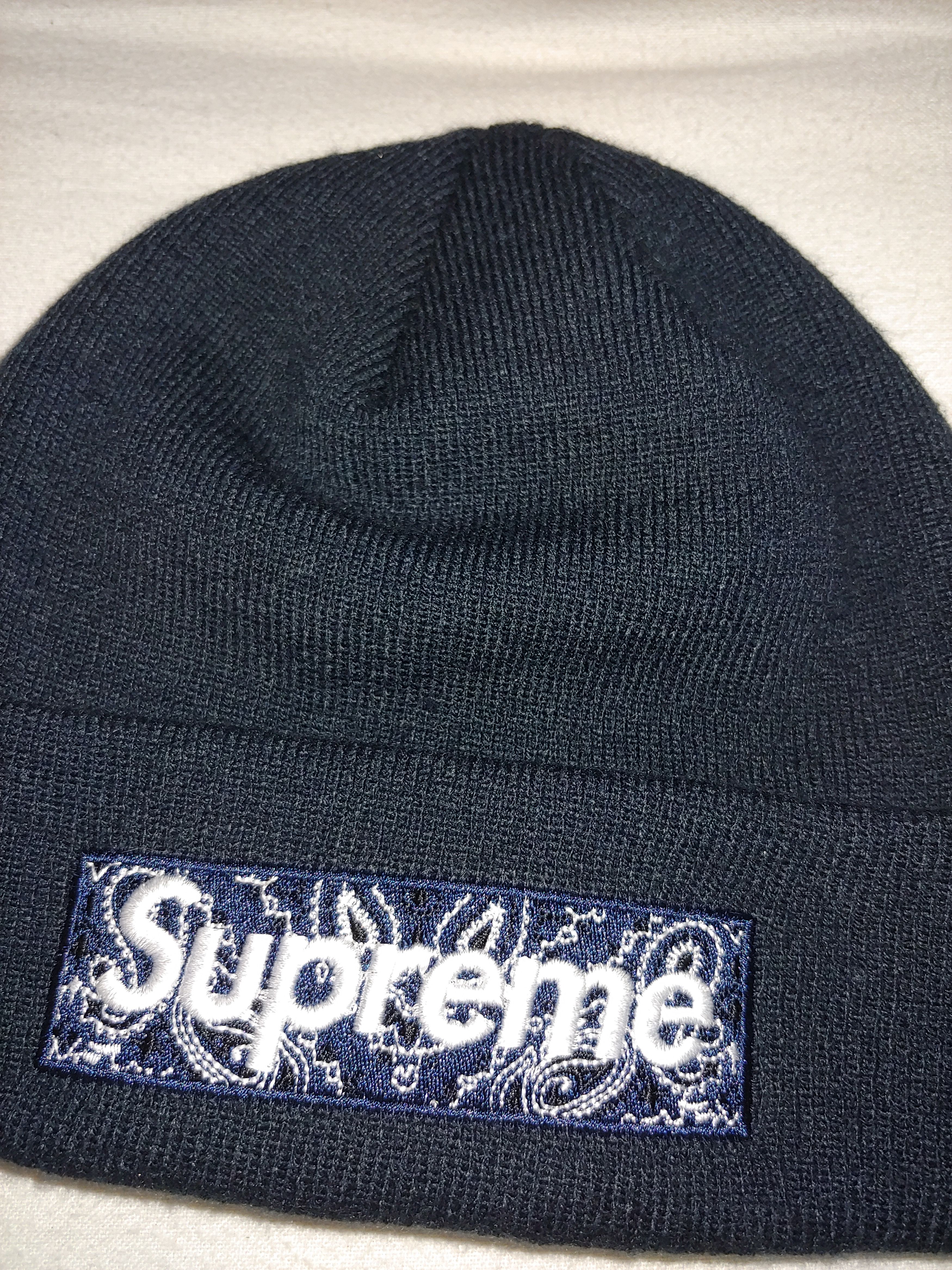 Supreme Supreme Bandana Box Logo Beanie Navy FW19 | Grailed