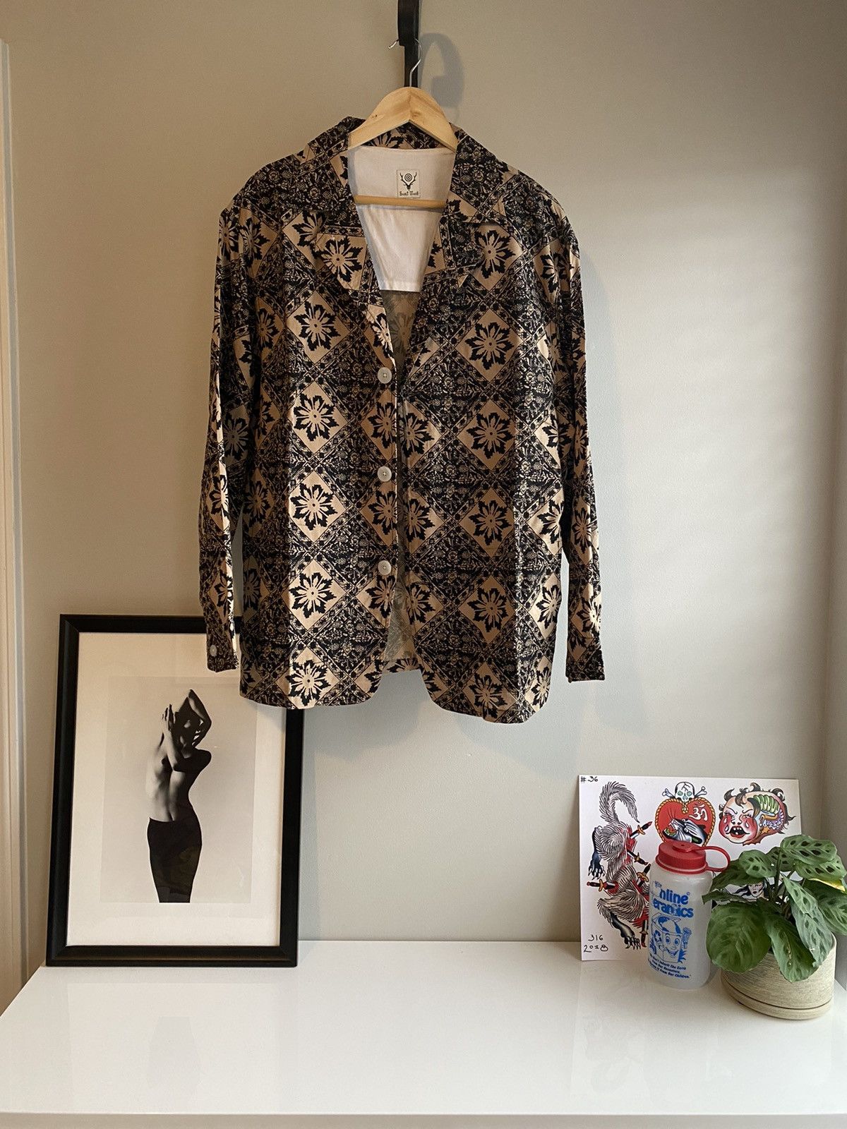 South2 West8 Pen Jacket - Navy Printed Flannel / Batik Size L Size US L / EU 52-54 / 3 - 1 Thumbnail