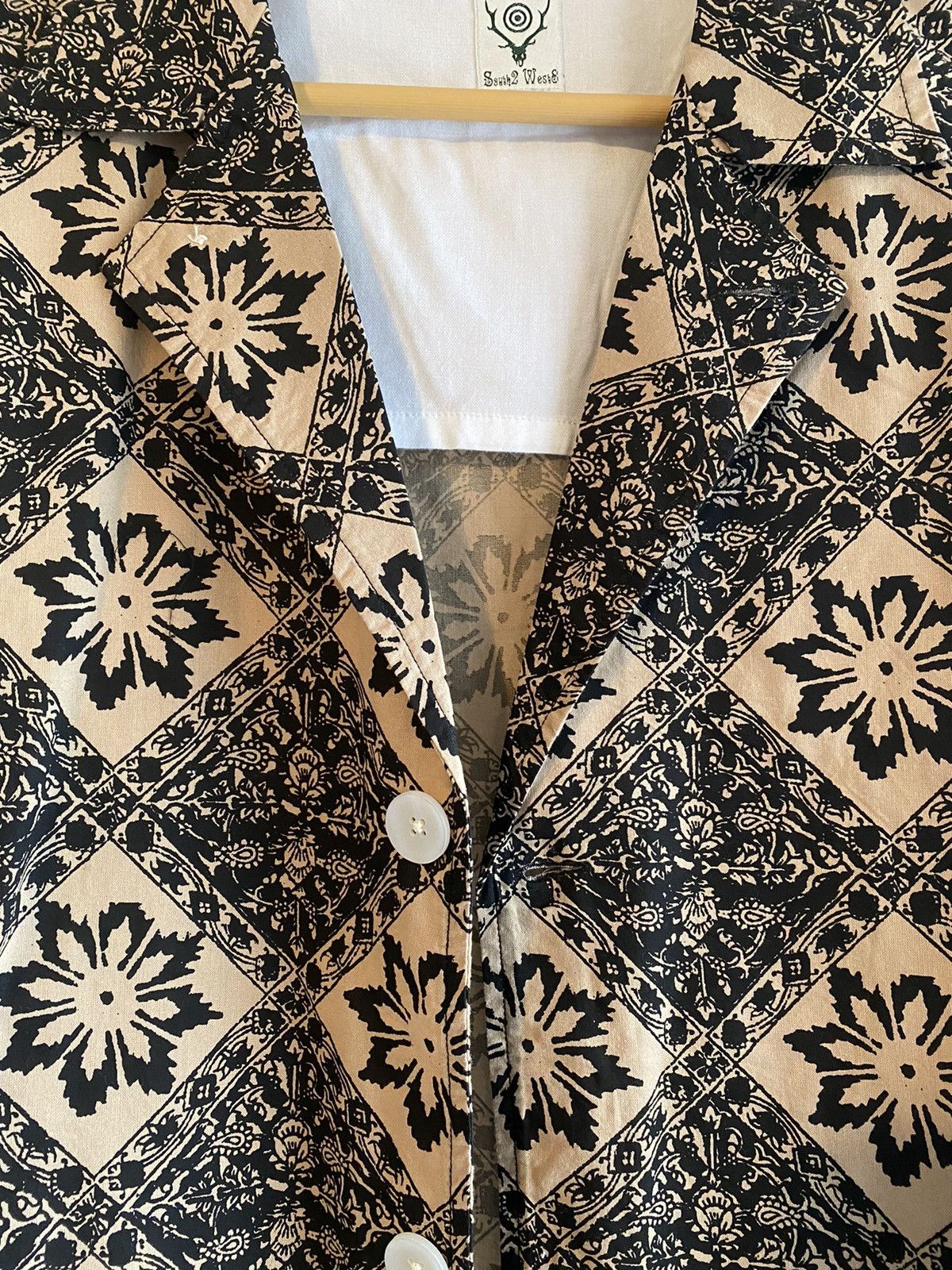 South2 West8 Pen Jacket - Navy Printed Flannel / Batik Size L Size US L / EU 52-54 / 3 - 3 Thumbnail