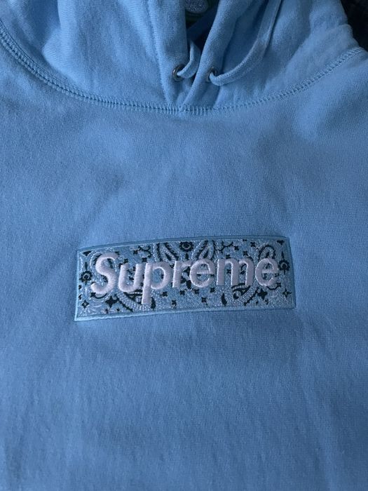 Supreme bandana box logo online hooded sweatshirt light blue