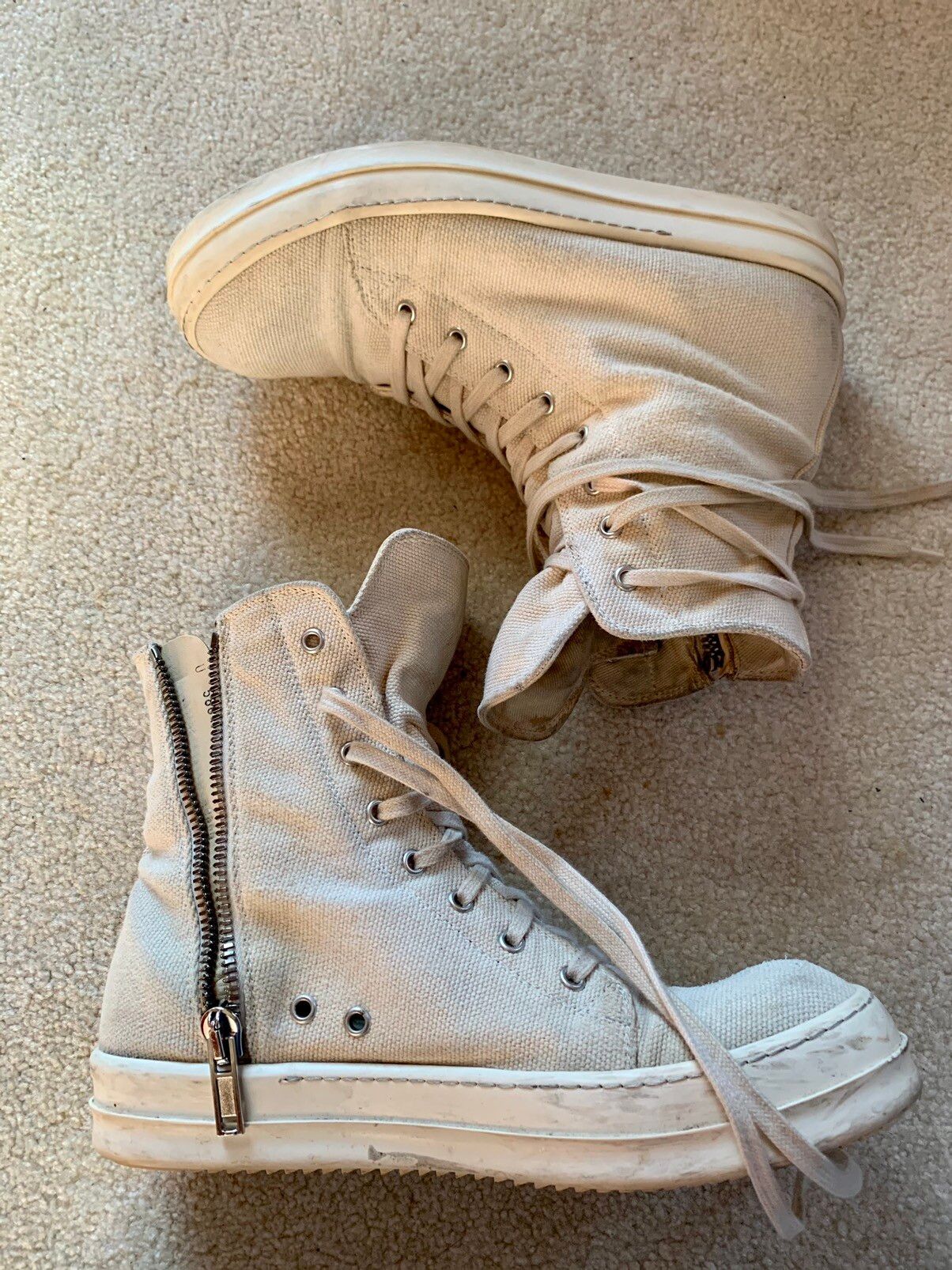 Rick Owens Rick Owens Drkshdw White Vegan Ramones High Top | Grailed