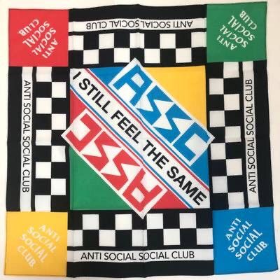 Anti Social Social Club Pismo Beach Bandana Red/Yellow/Green/Blue Checkered Racer OS Size ONE SIZE - 6 Thumbnail