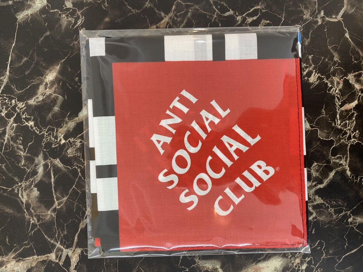 Anti Social Social Club Pismo Beach Bandana Red/Yellow/Green/Blue Checkered Racer OS Size ONE SIZE - 5 Thumbnail
