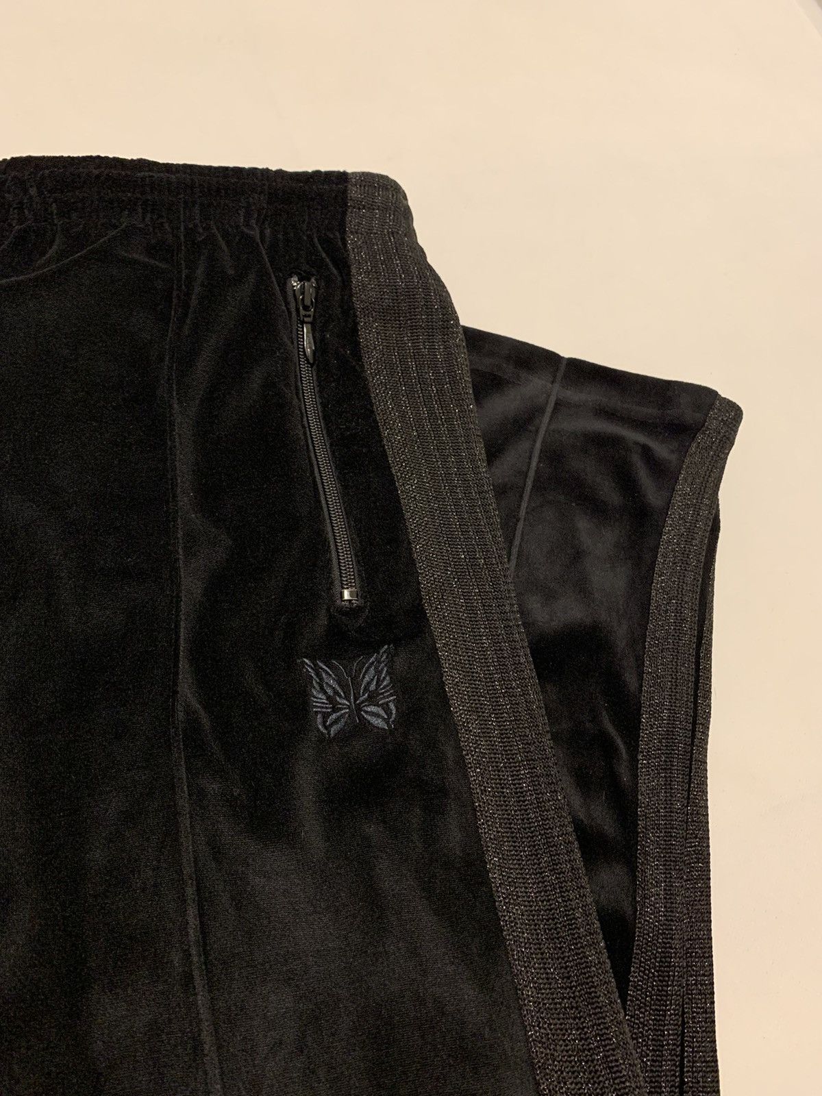 Needles Narrow Track Pants Velour In Triple Black Sweatpants