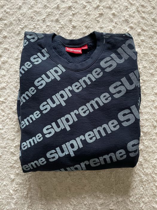 Supreme Supreme Radial Crewneck Navy | Grailed