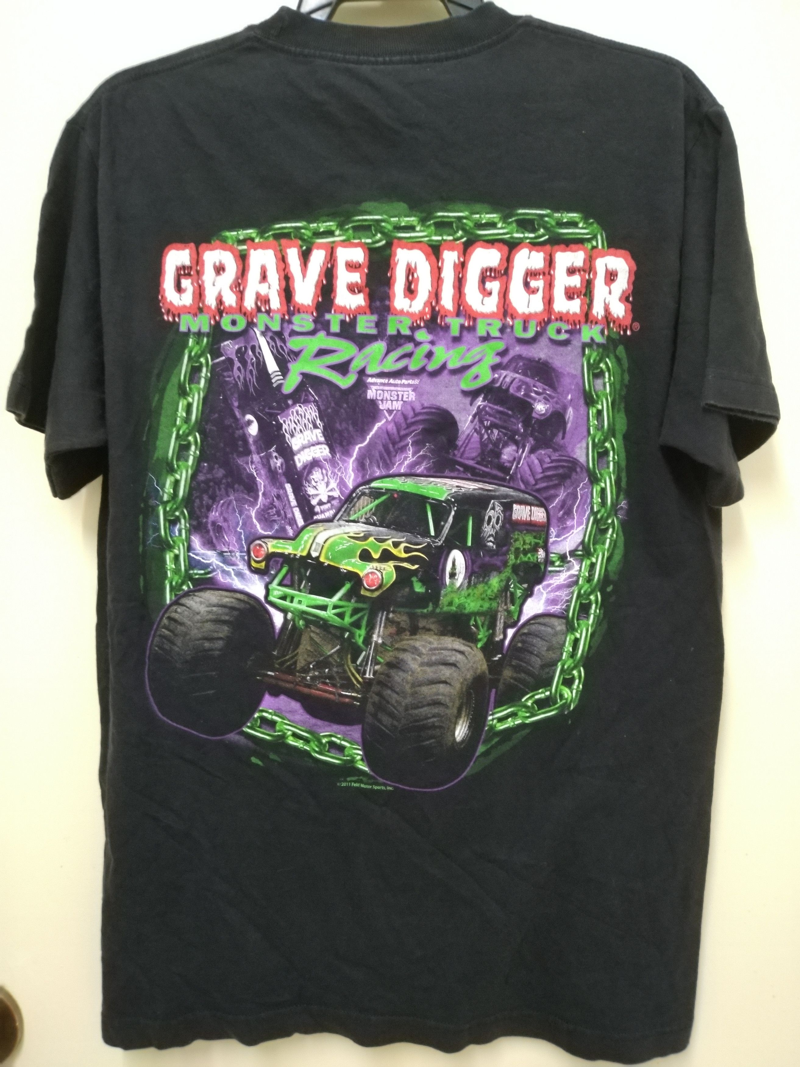 T-shirt Grave Digger Vintage 1990 - Unisexe, Taille XL, Noir, Rétro Monster Truck
