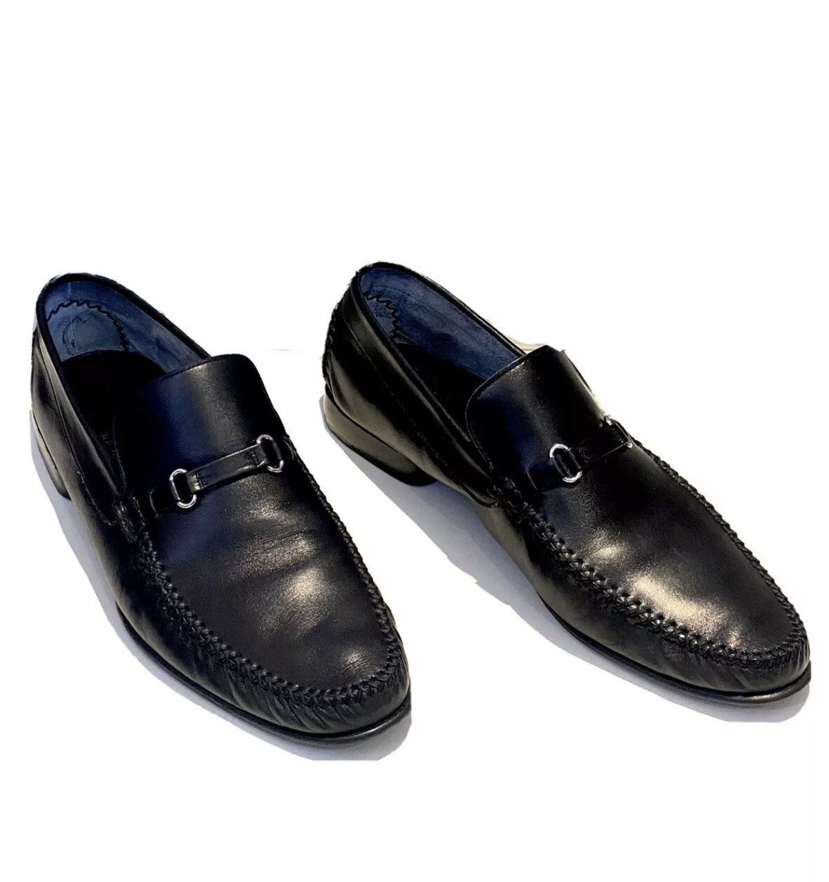 Italian Designers STEMAR Made in Italy Black Leather Horse-bit Loafer ...