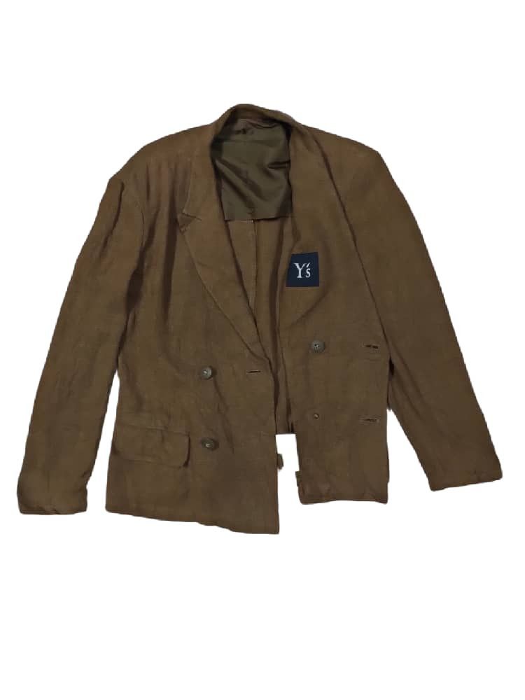 Vintage × Y's for Men × Yohji Yamamoto RARE VTG 80S Y'S LINEN CASUAL MENS TAILOR DOUBLE BREAST COAT Size US M / EU 48-50 / 2 - 1 Thumbnail