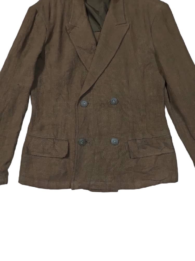 Vintage × Y's for Men × Yohji Yamamoto RARE VTG 80S Y'S LINEN CASUAL MENS TAILOR DOUBLE BREAST COAT Size US M / EU 48-50 / 2 - 3 Thumbnail