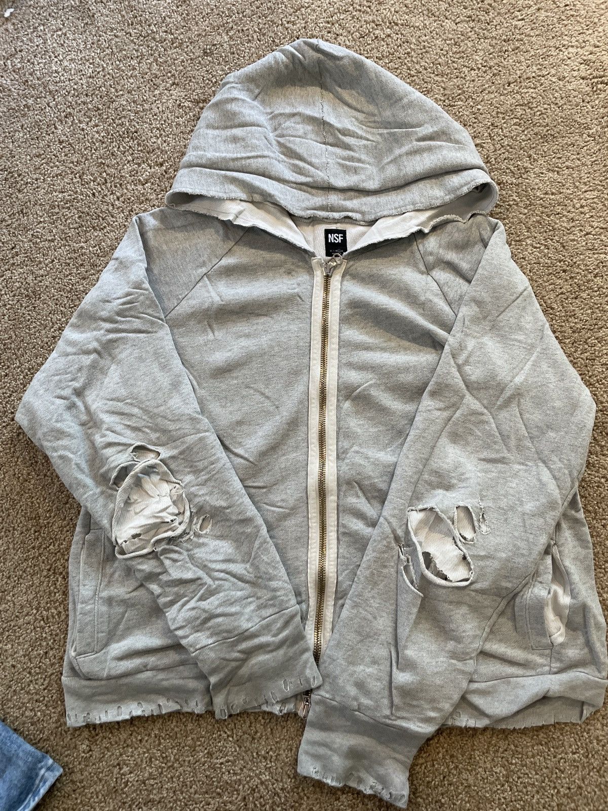 Nsf NSF Distressed Zip Up Hoodie Grailed