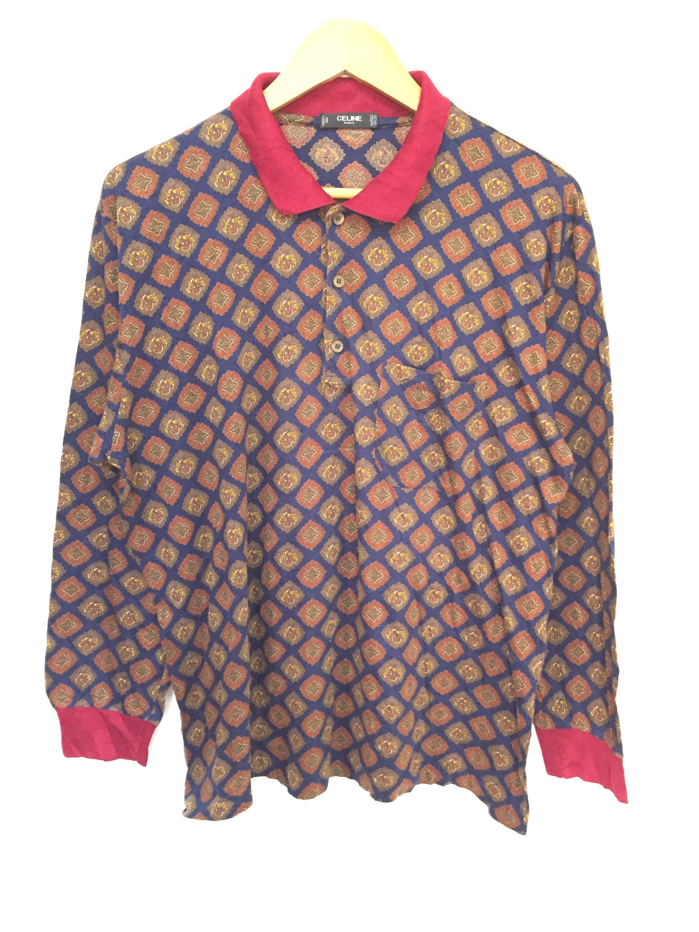 Celine 80's CELINE Paris Full Print classic logo polo Size US M / EU 48-50 / 2 - 1 Thumbnail