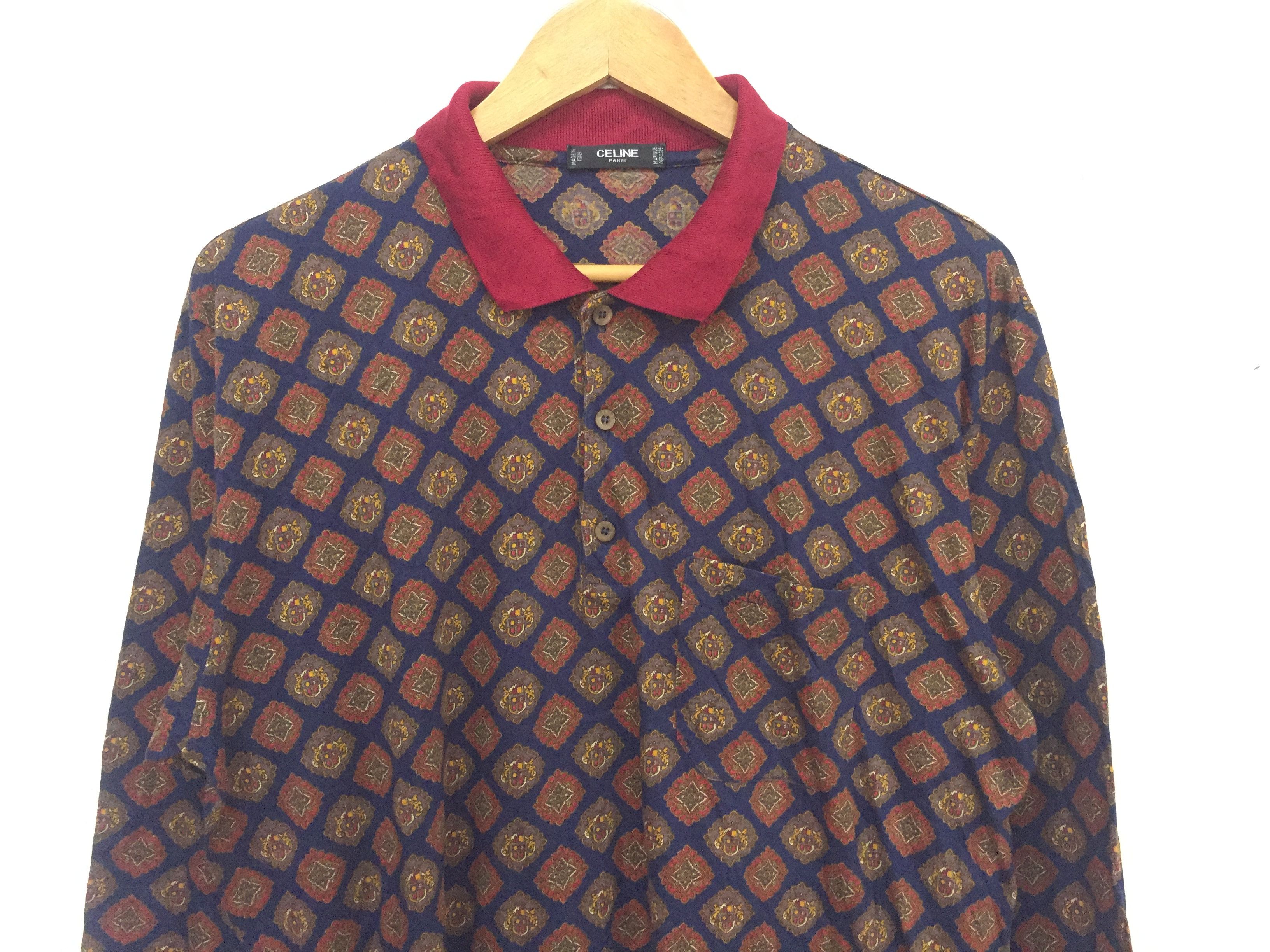 Celine 80's CELINE Paris Full Print classic logo polo Size US M / EU 48-50 / 2 - 2 Thumbnail