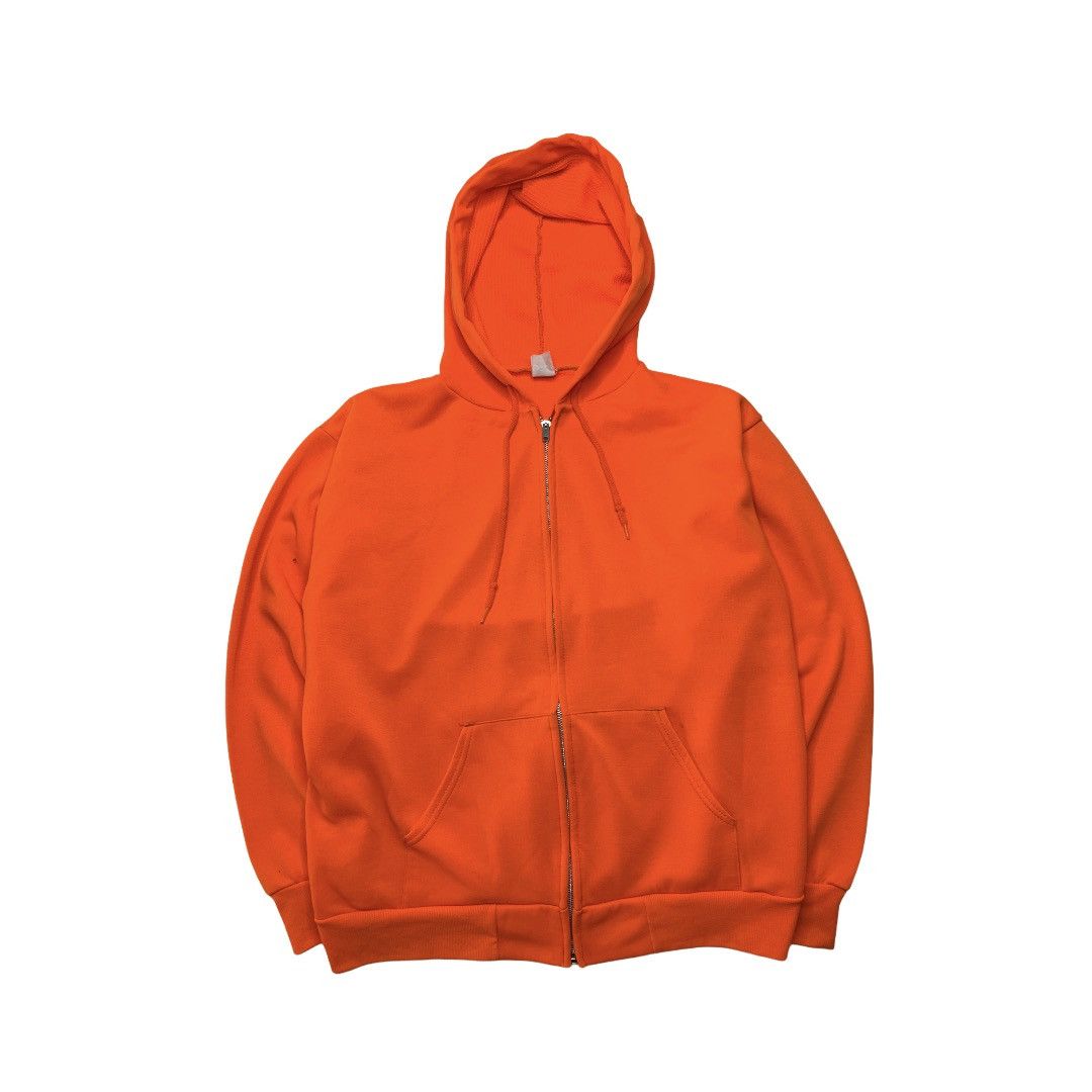 Vintage 70s Blank Thermal Lined Orange Zip Up Hoodie Size US L / EU 52-54 / 3 - 1 Thumbnail